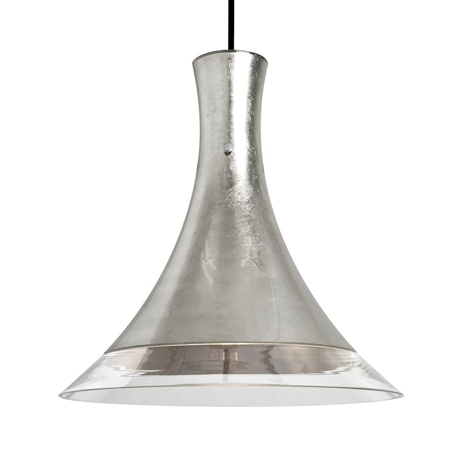 Besa Rio 12in 1-Light LED Pendant | Contemporary Matte Black and Silver Glass | Kitchen Island & Dining Room | Model 1JT-RIOSF-LED-BK