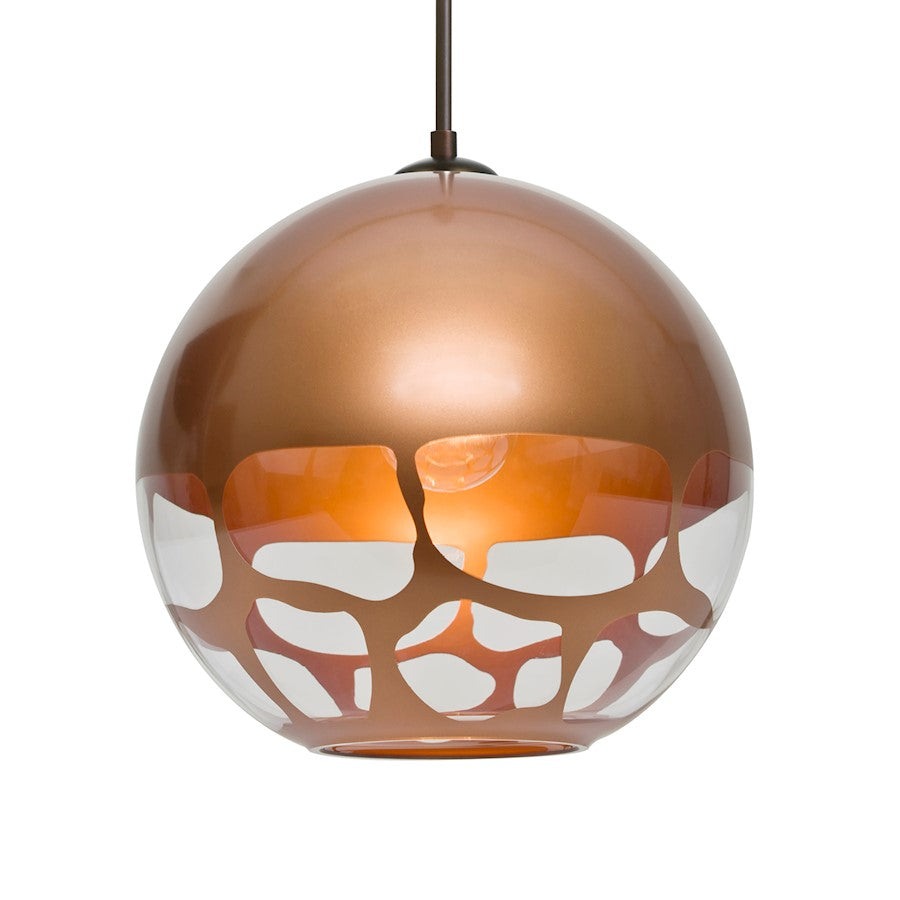 Besa Lighting Rocky 10in 1-Light Cord Pendant | Contemporary Bronze and Copper Glass | Kitchen Island & Dining Room | Model 1JT-ROCKYCP-BR