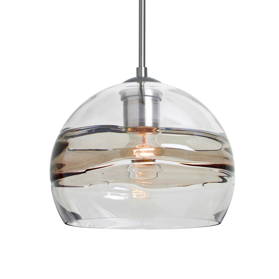 Besa Lighting Spirit 8 8in 1-Light Cord Pendant | Contemporary Satin Nickel and Clear Smoke Glass | Kitchen Island & Dining | Model 1JT-SPIR8SC-SN