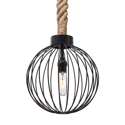 Besa Lighting Sultana 10in 1-Light Globe Pendant | Rustic Black Metal | Kitchen Island & Dining Room | 10.3 x 14.1 in | Model 1JT-SULTANA-G-BK