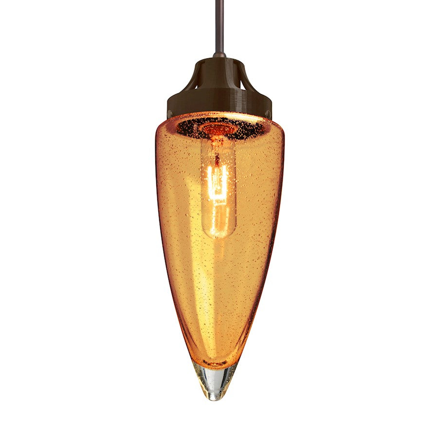 Besa Lighting Sulu 4.75in 1-Light Pendant | Transitional Bronze and Beige Glass | Kitchen Island & Dining Room | Model 1JT-SULUAM-BR