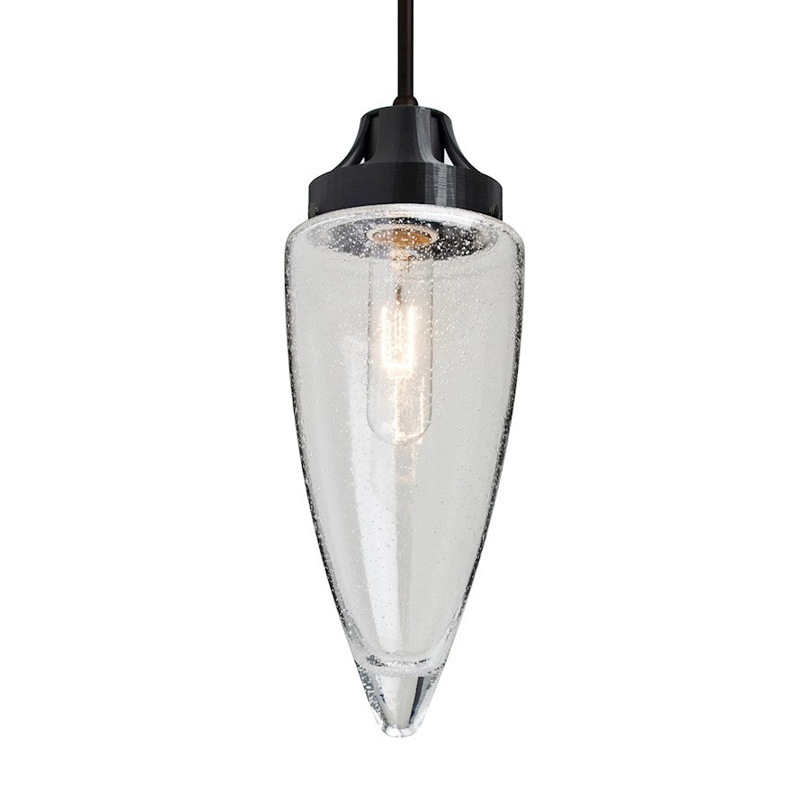 Besa Lighting Sulu 4in 1-Light Pendant | Transitional Black and Clear Glass | Kitchen Island & Dining Room | 4.75 x 10.5 in | Model 1JT-SULUCL-BK