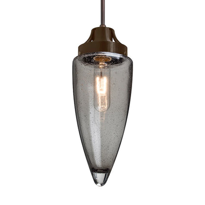 Besa Lighting Sulu 4in 1-Light Pendant | Transitional Bronze and Gray Glass | Kitchen Island & Dining Room | 4.75 x 10.5 in | Model 1JT-SULUSM-BR