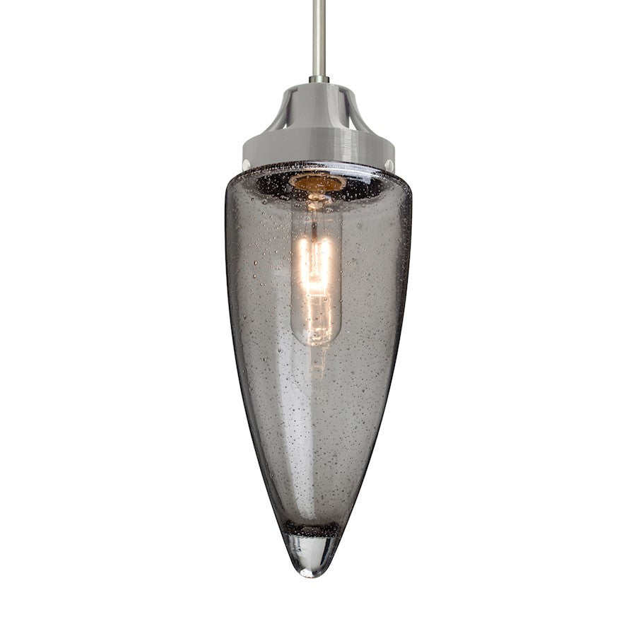 Besa Lighting Sulu 4in 1-Light Pendant | Transitional Satin Nickel and Gray Glass | Kitchen Island & Dining Room | Model 1JT-SULUSM-SN