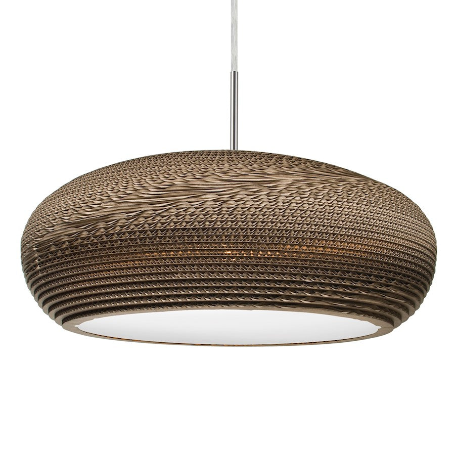 Besa Lighting Venus 17in 1-Light Pendant | Industrial Satin Nickel and Beige Cardboard Shade | Kitchen Island & Dining Room | Model 1JT-VENUS-LED-SN