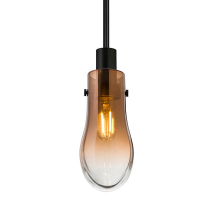 Besa Lighting Wish 6in 1-Light Pendant | Transitional Black and Beige Glass Shade | Kitchen Island & Dining Room | 3 x 3 x 6 in | Model 1JT-WISHAM-BK