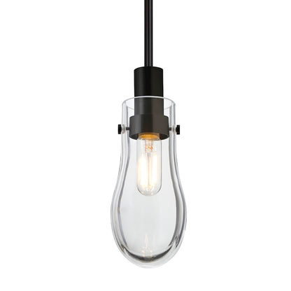 Besa Wish 3in 1-Light LED Cord Pendant | Transitional Black and Clear Glass | Kitchen Island & Dining Room | 3 x 3 x 6 in | Model 1JT-WISHCL-EDIL-BK