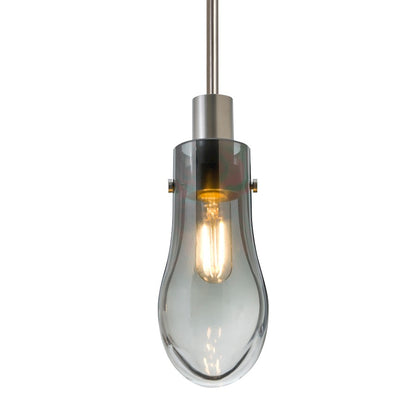 Besa Lighting Wish 1-Light Cord Pendant | Transitional Satin Nickel and Gray Glass | Kitchen Island & Dining Room | 3 x 3 x 6 in | Model 1JT-WISHSM-SN