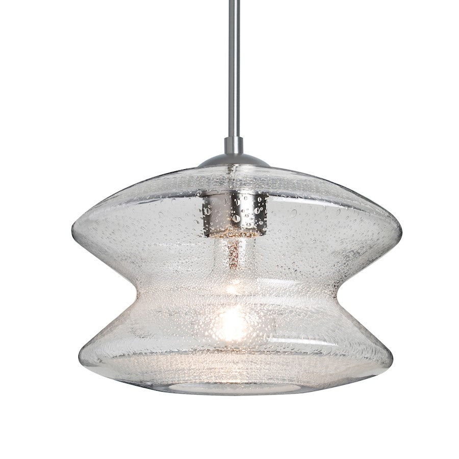 Besa Lighting Zen 9in 1-Light Pendant | Satin Nickel and Clear Glass | Kitchen Island & Dining Room | 9 x 6.7 in | Model 1JT-ZENCL-SN