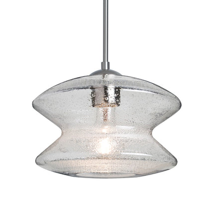 Besa Lighting Zen 9in 1-Light Pendant | Satin Nickel and Clear Glass | Kitchen Island & Dining Room | 9 x 6.7 in | Model 1JT-ZENCL-SN