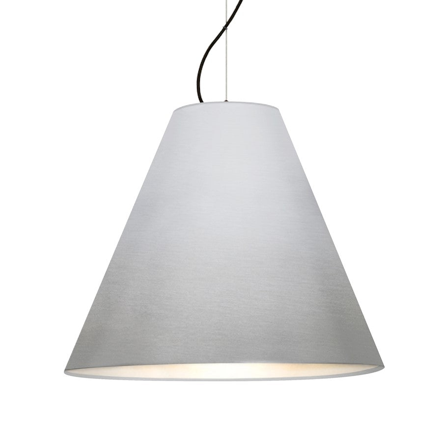 Besa Lighting Dylan 20in 1-Light LED Pendant | Industrial Silver Metal Shade | Kitchen Island & Dining Room | Model 1KX-DYLANSL-LED-BK