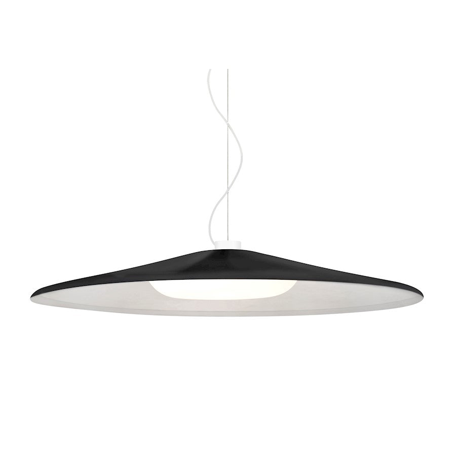 Besa Lighting Swan 24in 1-Light LED Pendant | White and Black Metal/Glass | Kitchen Island & Dining Room | 24 x 24 x 3 in | Model 1KX-SWANBK-LED-WH
