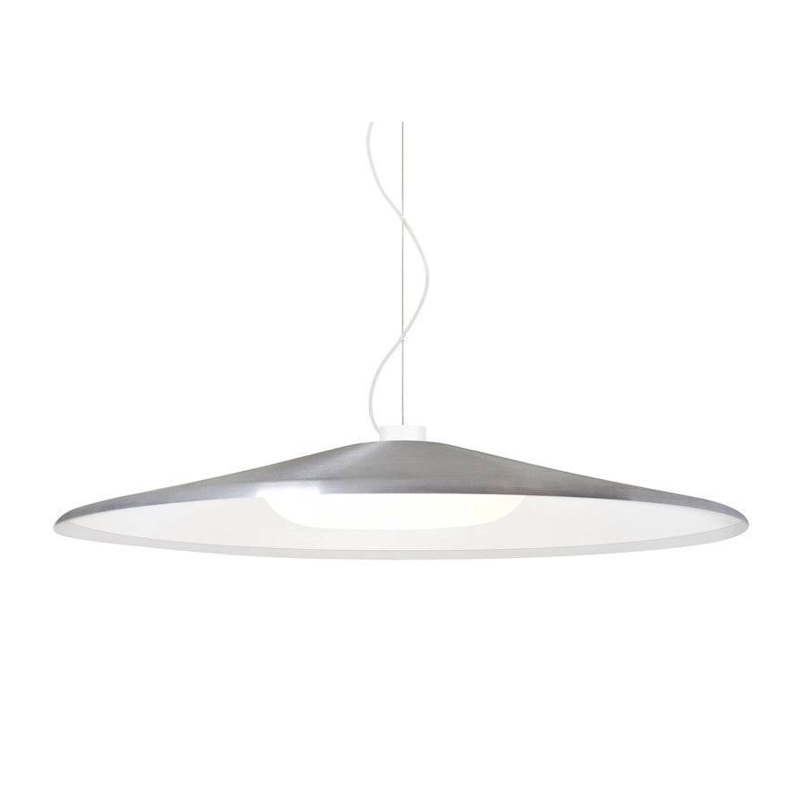 Besa Lighting Swan 24in 1-Light LED Pendant | Farmhouse Modern White and Silver Glass | Kitchen Island & Dining Room | Model 1KX-SWANSL-LED-WH