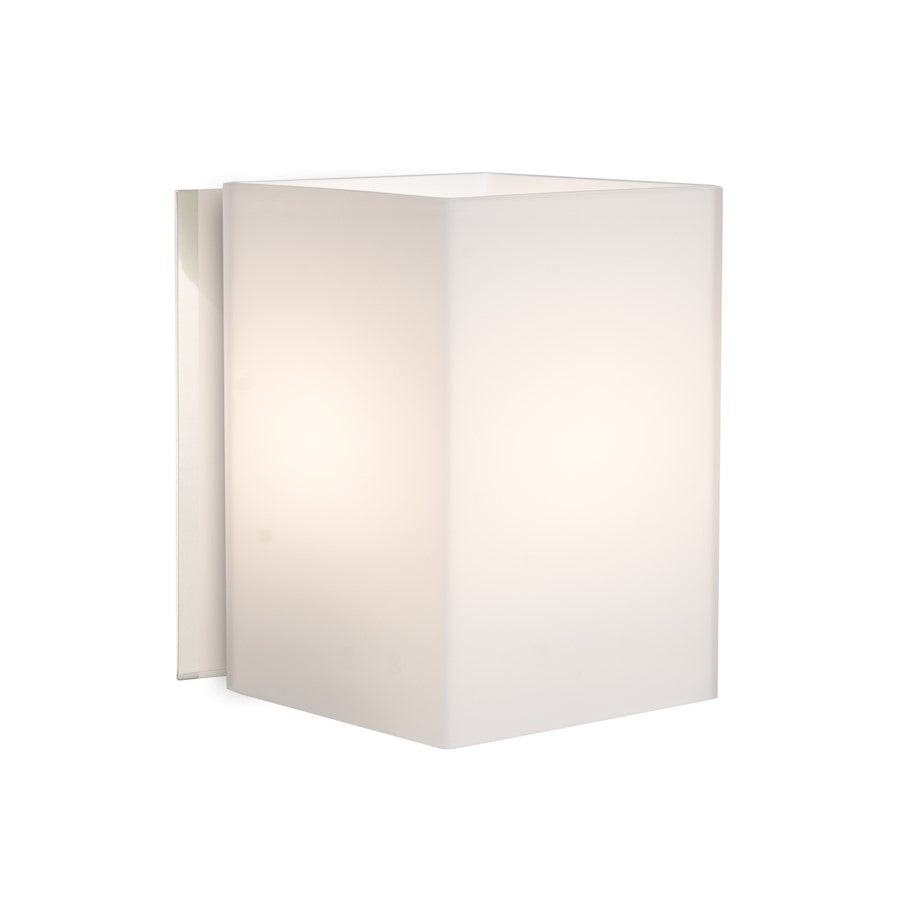 Besa Lighting Tito 5in 1-Light LED Wall Sconce | Contemporary Chrome and White Opal Glass | Bathroom & Vanity | 5 x 5 x 5 in | Model 1SW-TITO07-LED-CR
