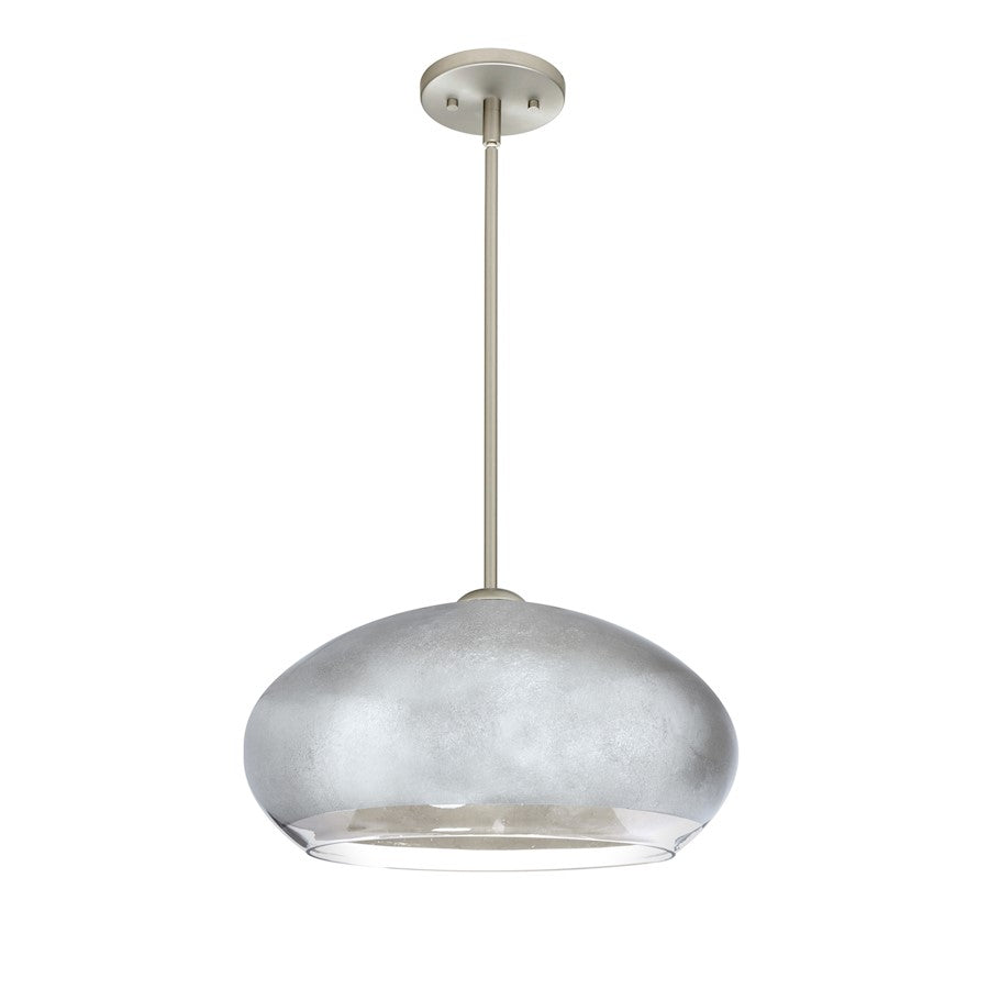 Besa Lighting Brio 14 1-Light LED Stem Pendant | Contemporary Satin Nickel and Silver Foil Glass | Kitchen Island & Dining | Model 1TT-4345SF-LED-SN
