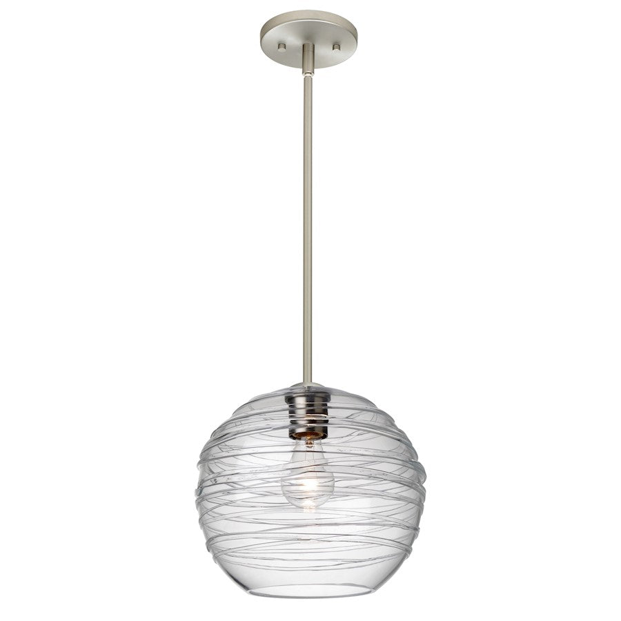 Besa Lighting Wave 10 10in 1-Light Stem Pendant | Contemporary Satin Nickel and Clear Glass | Kitchen Island & Dining Room | Model 1TT-462761-SN