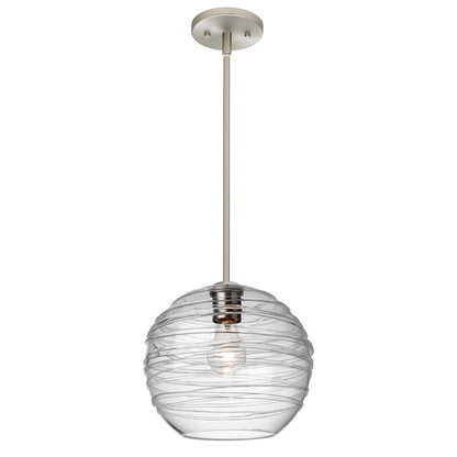 Besa Lighting Wave 10 10in 1-Light Stem Pendant | Contemporary Satin Nickel and Clear Glass | Kitchen Island & Dining Room | Model 1TT-462761-SN