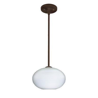 Besa Lighting Pape 10 1-Light LED Stem Pendant | Contemporary Bronze and White Glass | Kitchen Island & Dining Room | Model 1TT-491207-LED-BR