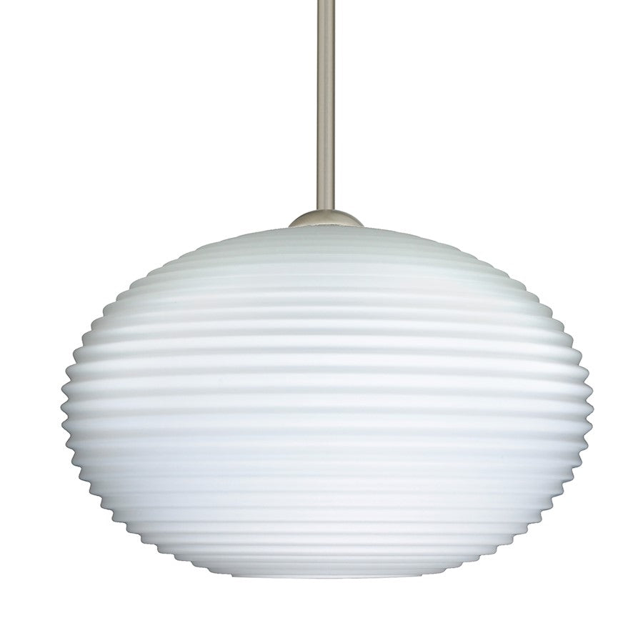 Besa Lighting Pape 10 1-Light LED Stem Pendant | Contemporary Satin Nickel and White Glass | Kitchen Island & Dining Room | Model 1TT-491207-LED-SN