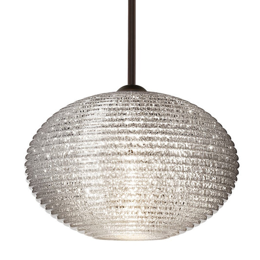 Besa Lighting Pape 10 1-Light Stem Pendant | Contemporary Bronze and Crystal Glass | Kitchen Island & Dining Room | 10 x 6 in | Model 1TT-4912GL-BR