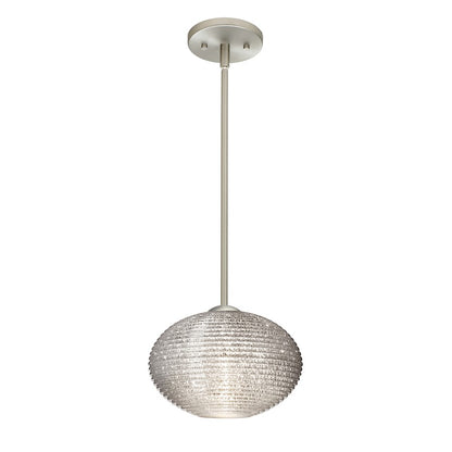 Besa Lighting Pape 10 10in 1-Light LED Pendant | Contemporary Satin Nickel and Crystal Glass | Kitchen Island & Dining Room | Model 1TT-4912GL-LED-SN