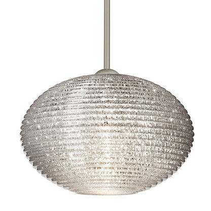 Besa Lighting Pape 10 10in 1-Light Pendant | Contemporary Satin Nickel and Crystal Glass | Kitchen Island & Dining Room | Model 1TT-4912GL-SN