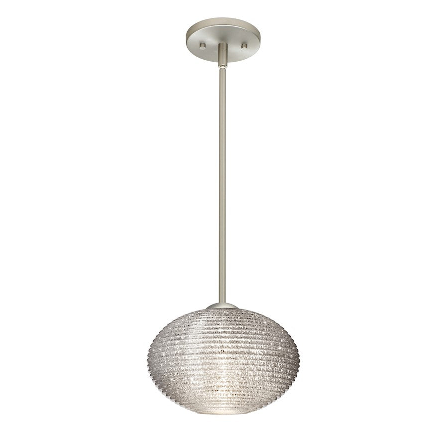 Besa Lighting Pape 10 10in 1-Light Pendant | Contemporary Satin Nickel and Crystal Glass | Kitchen Island & Dining Room | Model 1TT-4912GL-SN