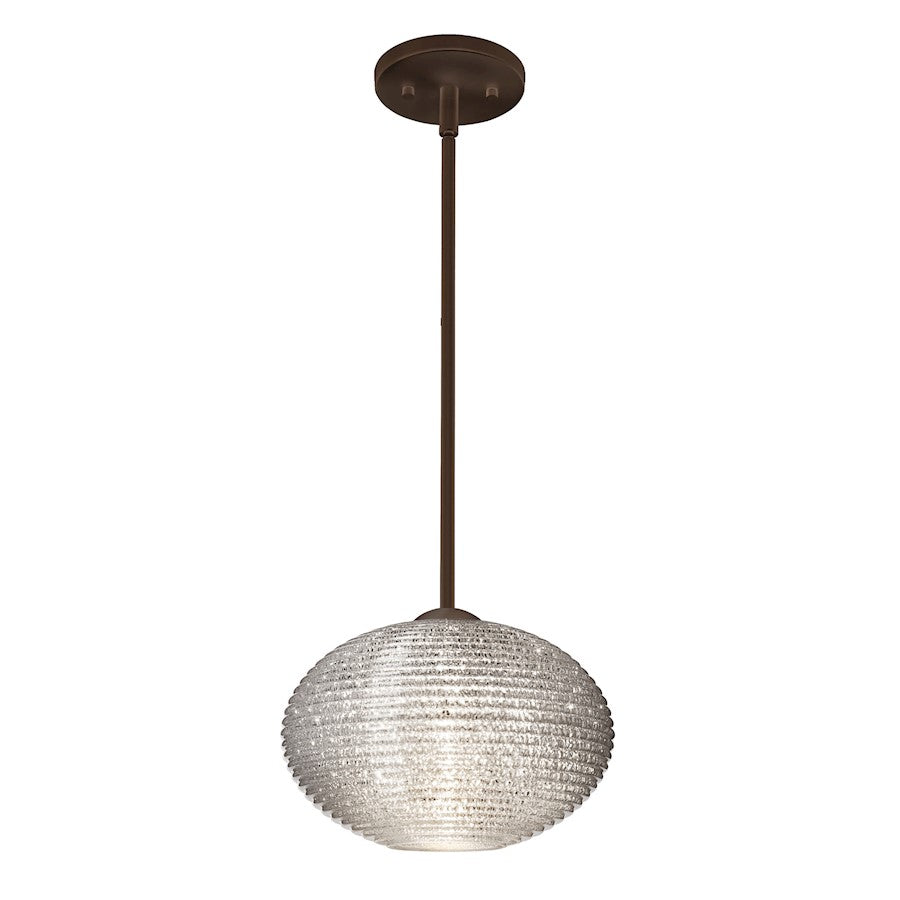 Besa Lighting Pape 12 11in 1-Light Stem Pendant | Contemporary Bronze and Crystal Glass | Kitchen Island & Dining Room | Model 1TT-4913GL-BR