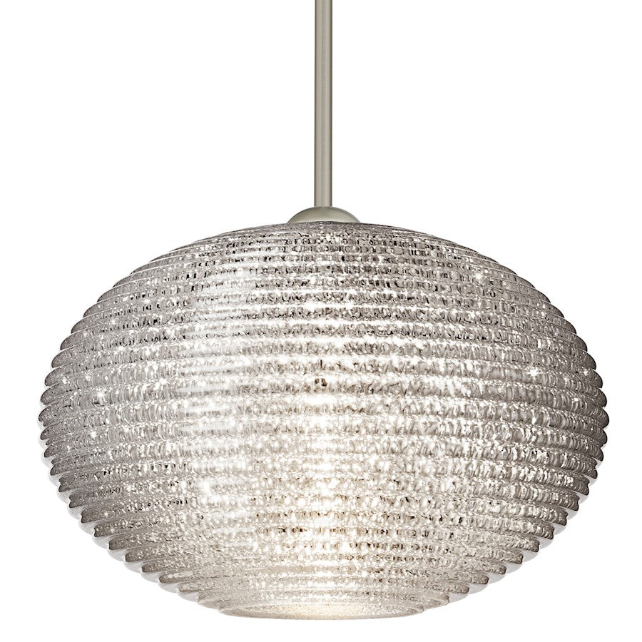 Besa Pape 12 1-Light Pendant | Contemporary Satin Nickel and Crystal Glass | Kitchen Island & Dining Room | 11.75 x 7.5 in | Model 1TT-4913GL-SN