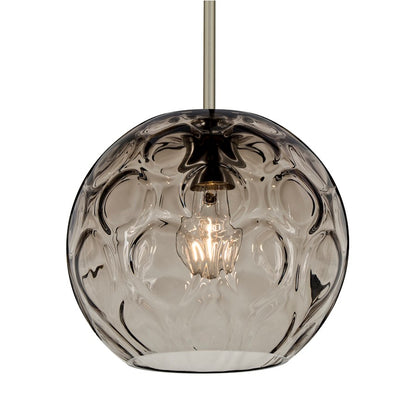 Besa Lighting Bombay 1-Light Stem Pendant | Satin Nickel and Smoke Gray Glass | Kitchen Island & Dining Room | Model 1TT-BOMYSM-SN