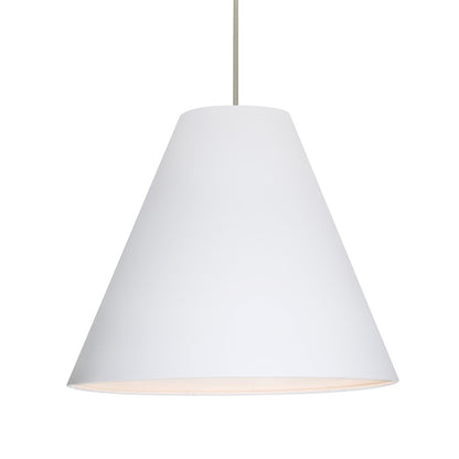 Besa Lighting Dylan 20in 1-Light LED Pendant | Industrial Satin Nickel and White Metal | Kitchen Island & Dining Room | Model 1TT-DYLANWH-LED-SN