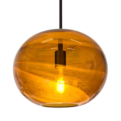 Besa Lighting Geno 13in 1-Light LED Pendant | Contemporary Black and Beige Glass | Kitchen Island & Dining Room | Model 1TT-GENOAM-EDIL-BK