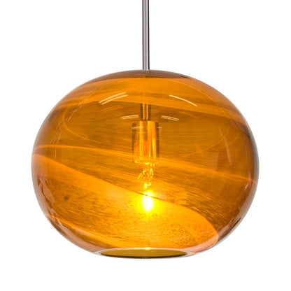 Besa Lighting Geno 1 Light Stem Pendant, Satin Nickel/Beige - 1TT-GENOAM-SN