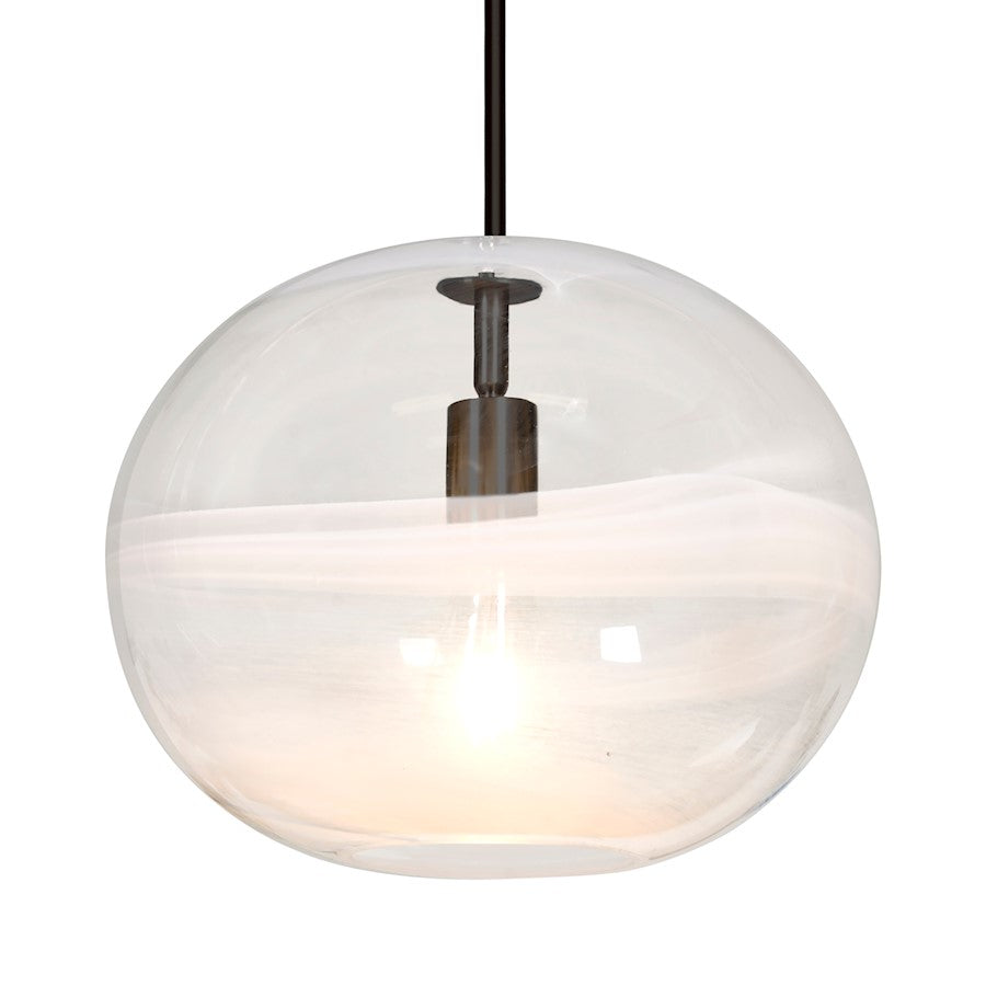 Besa Lighting Geno 13in 1-Light Stem Pendant | Contemporary Black and Clear Glass | Kitchen Island & Dining Room | Model 1TT-GENOCL-BK