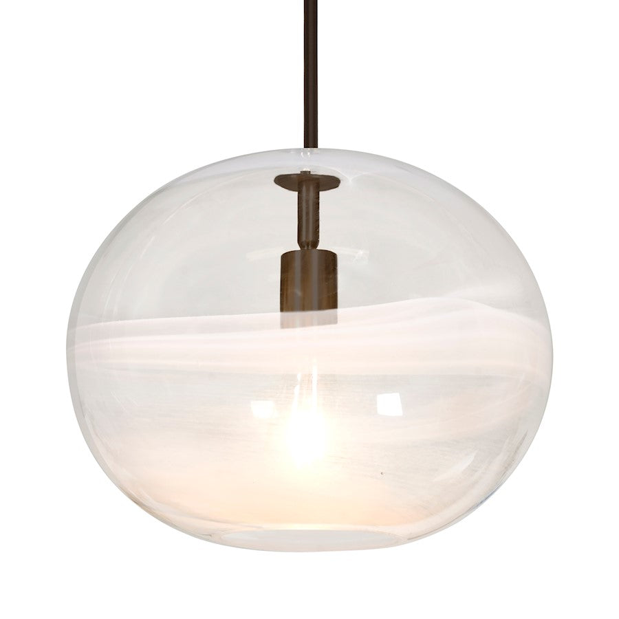 Besa Lighting Geno 13in 1-Light Stem Pendant | Contemporary Bronze and Clear Glass | Kitchen Island & Dining Room | Model 1TT-GENOCL-BR
