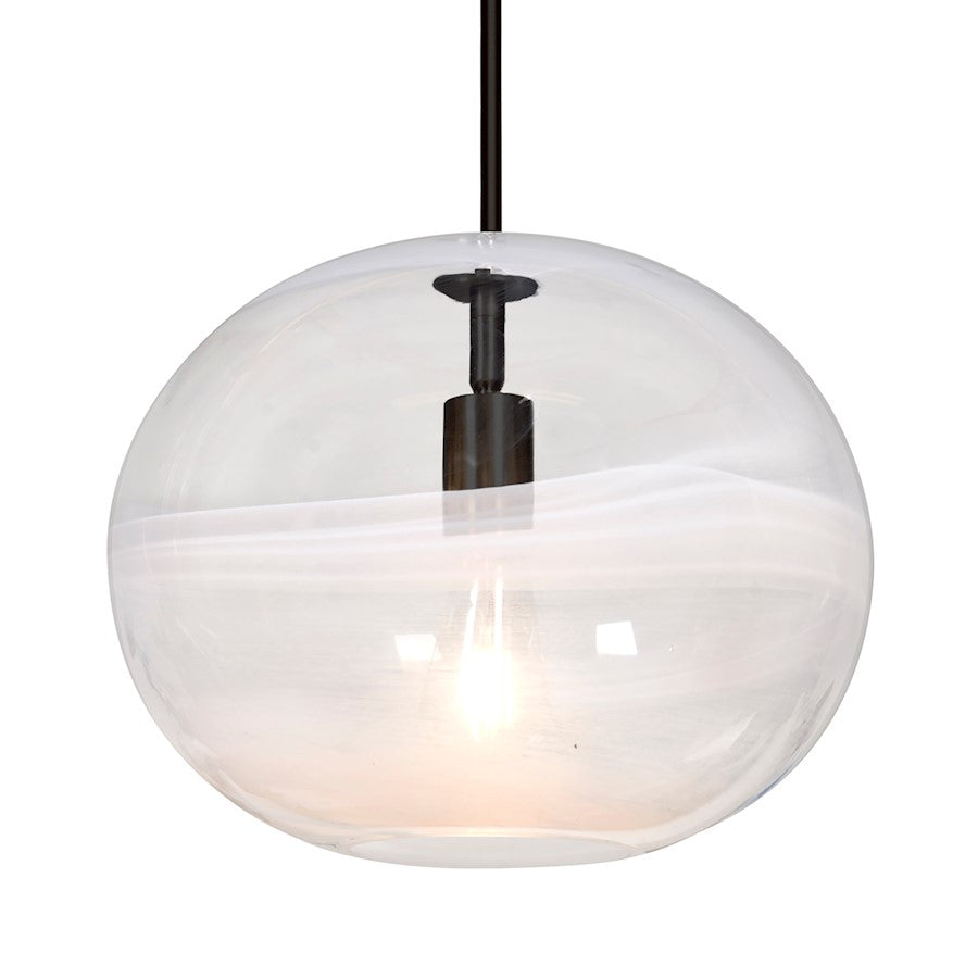 Besa Lighting Geno 13in 1-Light LED Stem Pendant | Contemporary Black and Clear Glass | Kitchen Island & Dining Room | Model 1TT-GENOCL-EDIL-BK