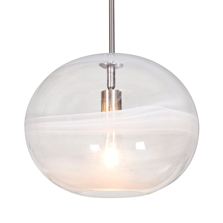 Besa Lighting Geno 13in 1-Light LED Stem Pendant | Contemporary Satin Nickel and Clear Vapor Glass | Kitchen Island | Model 1TT-GENOCL-EDIL-SN