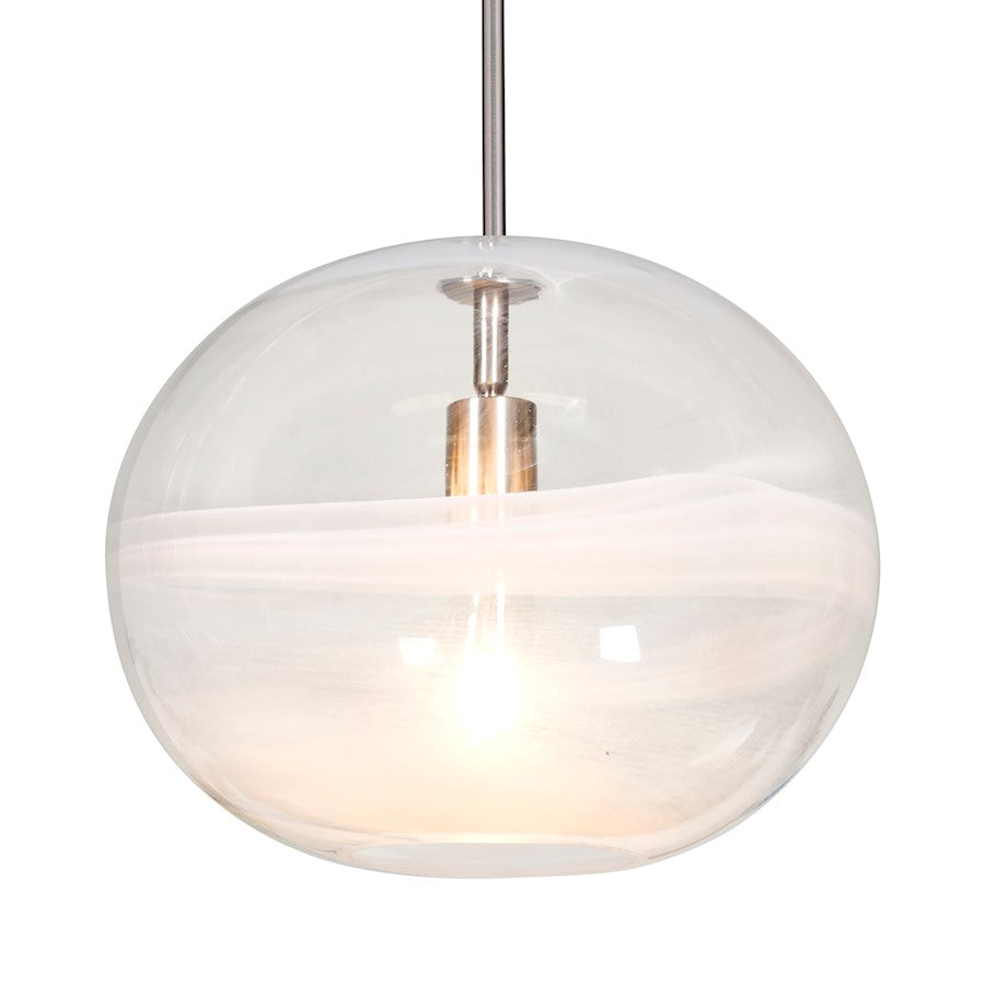 Besa Lighting Geno 13in 1-Light Stem Pendant | Contemporary Satin Nickel and Clear Vapor Glass | Kitchen Island & Dining Room | Model 1TT-GENOCL-SN
