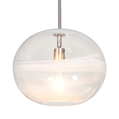 Besa Lighting Geno 13in 1-Light Stem Pendant | Contemporary Satin Nickel and Clear Vapor Glass | Kitchen Island & Dining Room | Model 1TT-GENOCL-SN