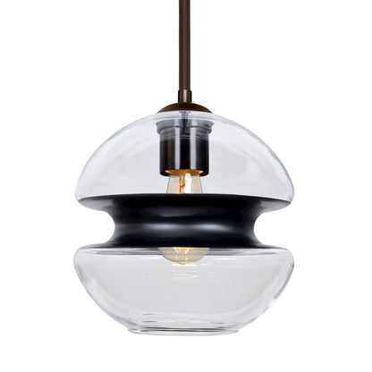 Besa Lighting Hula 8 1-Light LED Stem Pendant | Contemporary Bronze and Black Glass | Kitchen Island & Dining Room | Model 1TT-HULA8BK-EDIL-BR