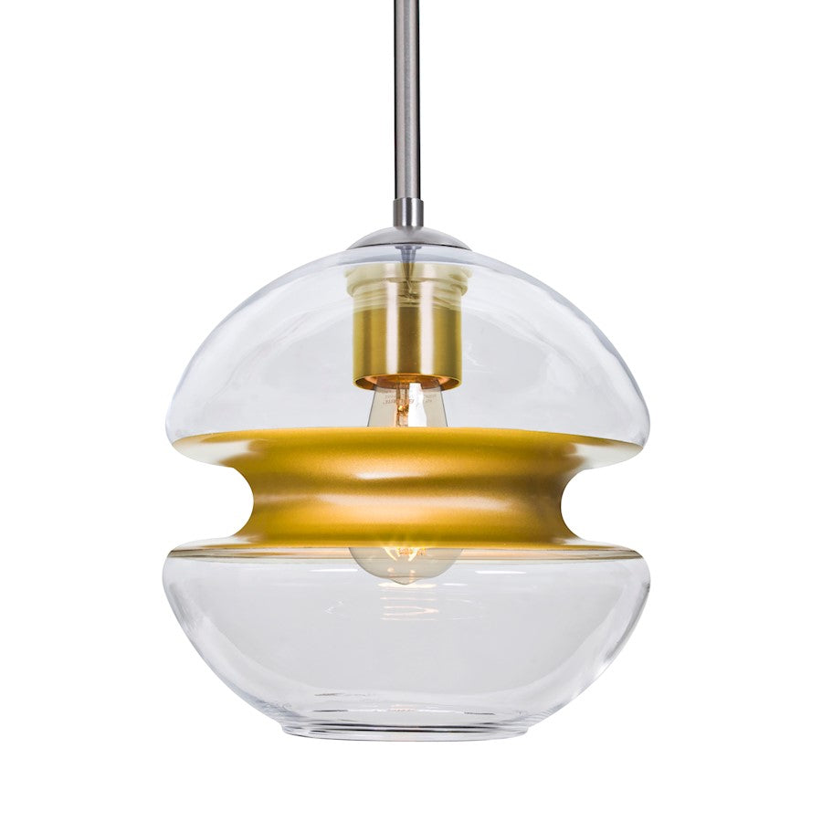 Besa Lighting Hula 8 1-Light LED Pendant | Satin Nickel and Gold Glass | Kitchen Island & Dining Room | 8 x 8 x 7.75 in | Model 1TT-HULA8GD-EDIL-SN
