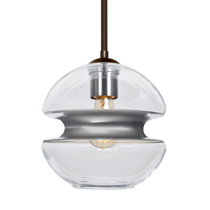 Besa Lighting Hula 8 8in 1-Light LED Pendant | Brushed Bronze and Silver Glass | Kitchen Island & Dining Room | Model 1TT-HULA8SL-EDIL-BR