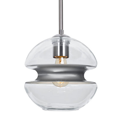 Besa Lighting Hula 8 8in 1-Light LED Pendant | Satin Nickel and Silver Glass | Kitchen Island & Dining Room | Model 1TT-HULA8SL-EDIL-SN