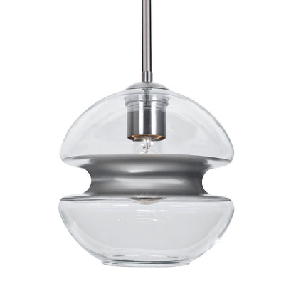 Besa Lighting Hula 8 8in 1-Light Pendant | Satin Nickel and Silver Glass | Kitchen Island & Dining Room | 8 x 8 x 7.75 in | Model 1TT-HULA8SL-SN