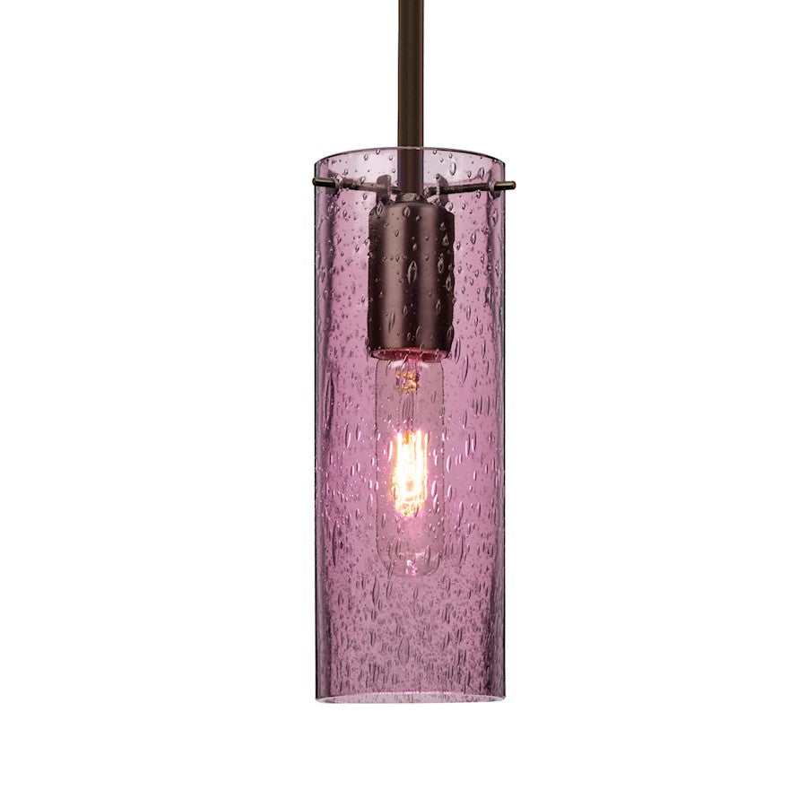 Besa Lighting Juni 10 10in 1-Light Pendant | Transitional Bronze and Plum Glass | Kitchen Island & Dining Room | 3.5 x 10 in | Model 1TT-JUNI10PL-BR