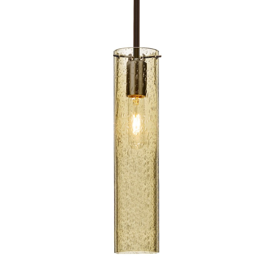 Besa Lighting Juni 16 1-Light Pendant | Transitional Bronze and Gold Glass | Kitchen Island & Dining Room | 3.5 x 16 in | Model 1TT-JUNI16GD-BR