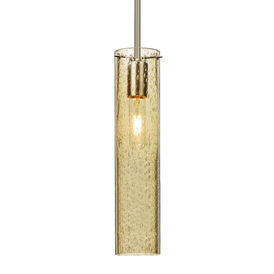 Besa Lighting Juni 16 1-Light Stem Pendant | Transitional Satin Nickel and Gold Glass | Kitchen Island & Dining Room | Model 1TT-JUNI16GD-SN