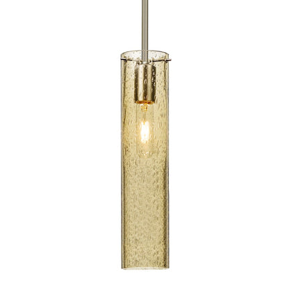 Besa Lighting Juni 16 1-Light Stem Pendant | Transitional Satin Nickel and Gold Glass | Kitchen Island & Dining Room | Model 1TT-JUNI16GD-SN