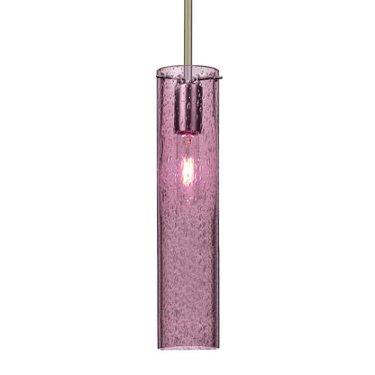 Besa Lighting Juni 16 1-Light Pendant | Transitional Satin Nickel and Purple Glass | Kitchen Island & Dining Room | Model 1TT-JUNI16PL-SN