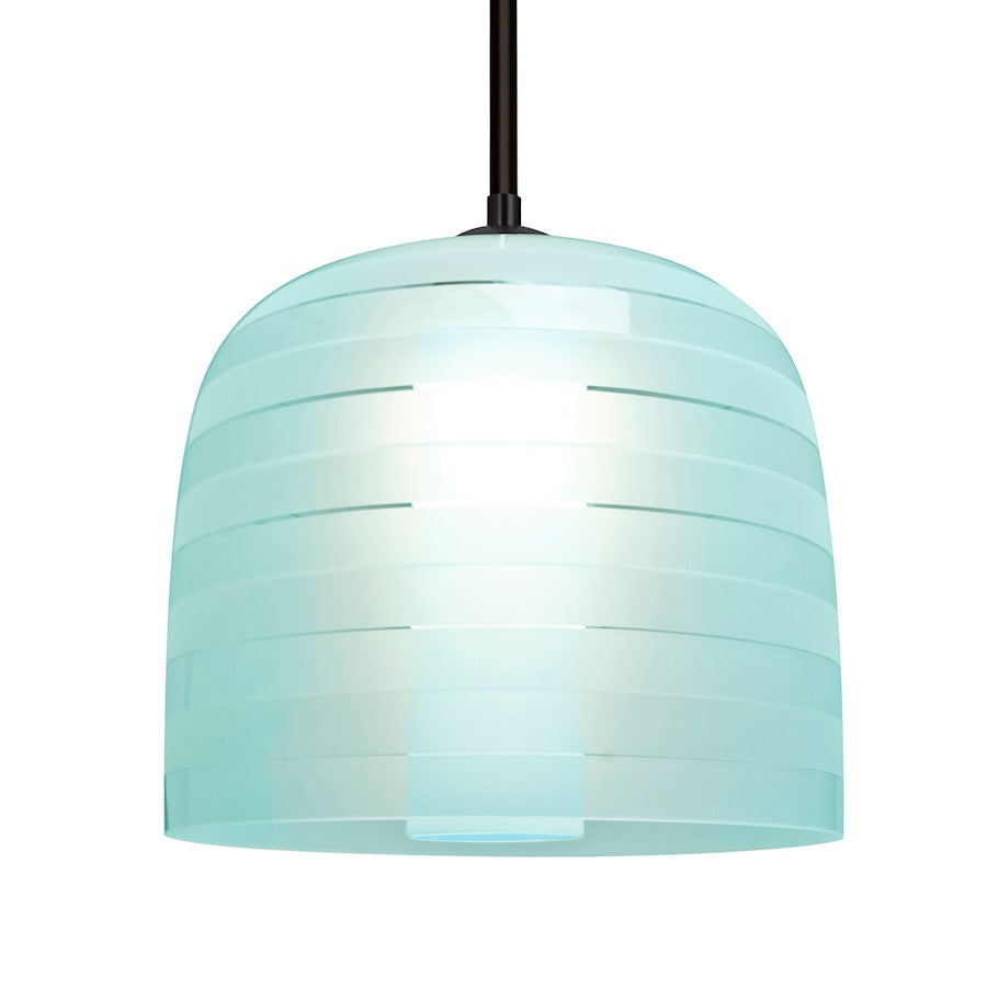 Besa Lighting Mitzi 10 1-Light LED Tele Cord Pendant | Contemporary Black and Blue Glass | Kitchen Island & Dining Room | Model 1TT-MITZI10CY-LED-BK